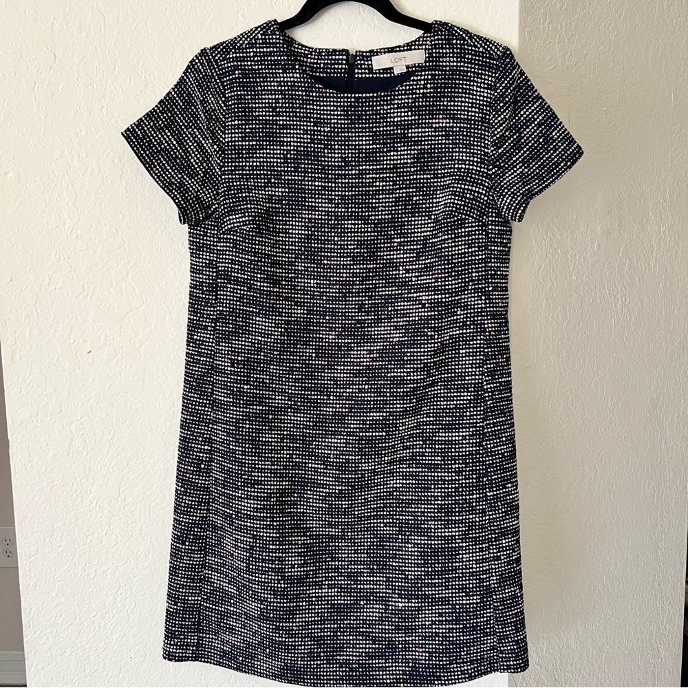 Loft Multi-Color Business Casual Work Wear Tweed Dress Womens Size XS